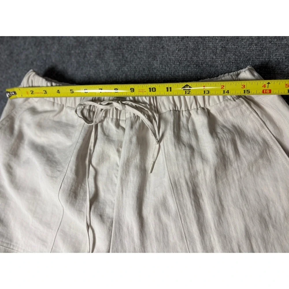 Zara Womens Beige Linen Blend Drawstring Elastic Waist Patch Pocket Pants Large